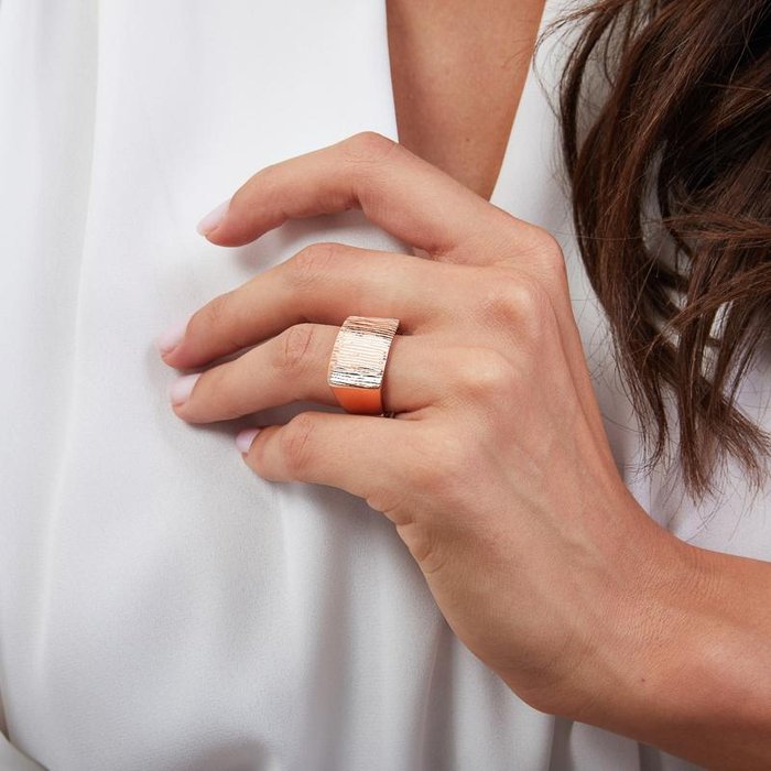 Rose gold plated bronze ring