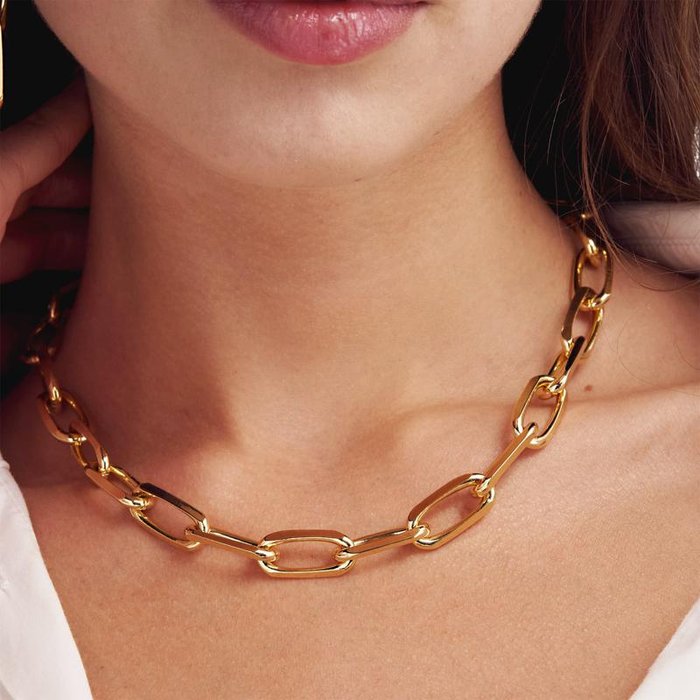 Collana in bronzo dorato catena forzatina