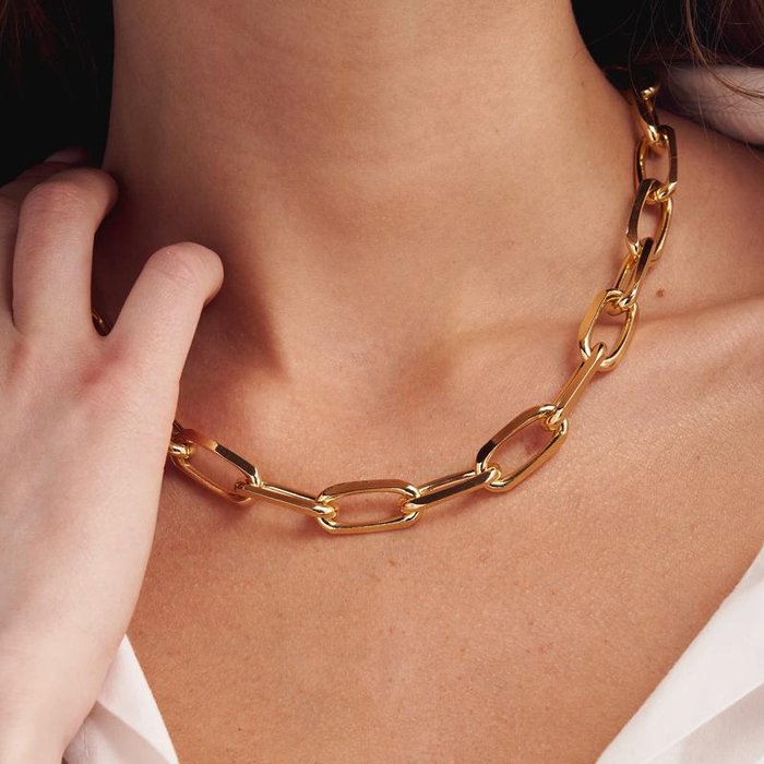 Collana in bronzo dorato catena forzatina