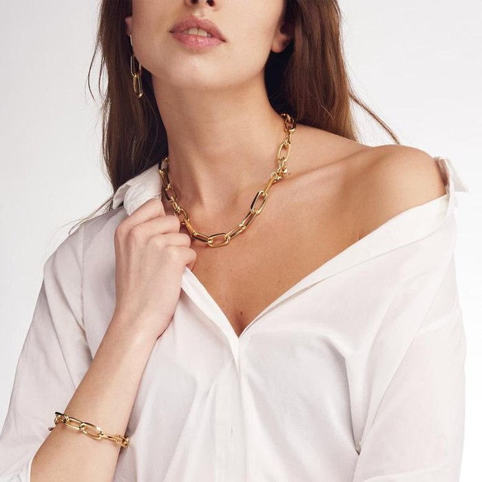 Collana in bronzo dorato catena forzatina