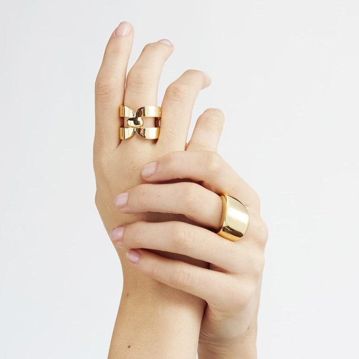 Anello in bronzo dorato Square