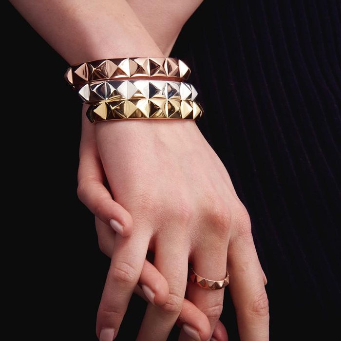 Rigid bracelet in silver-plated bronze