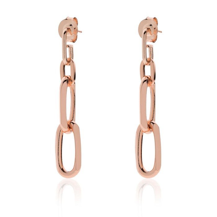 Rose gold plated bronze earrings with forzatina chain