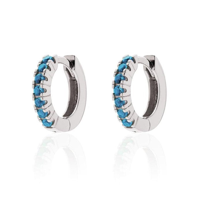 Silver earrings with blue cubic zirconia