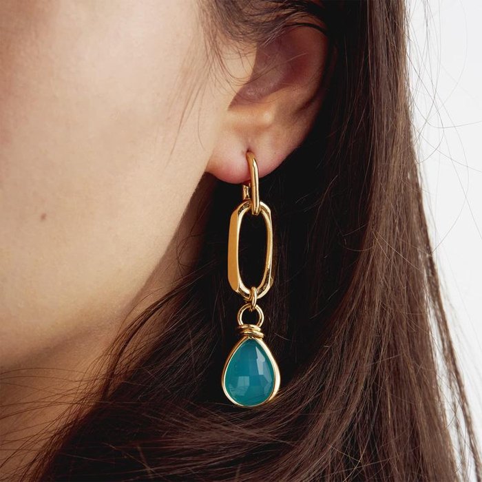 Turquoise Crystal Drop Drop Earrings