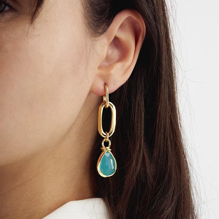 Turquoise Crystal Drop Drop Earrings