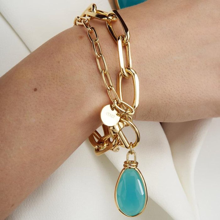 Turquoise Crystal Chain Bracelet