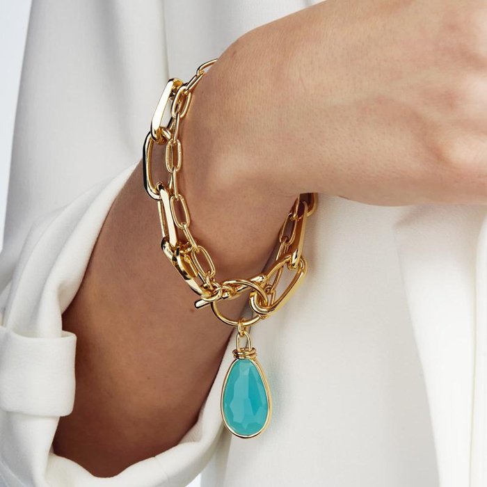 Turquoise Crystal Chain Bracelet
