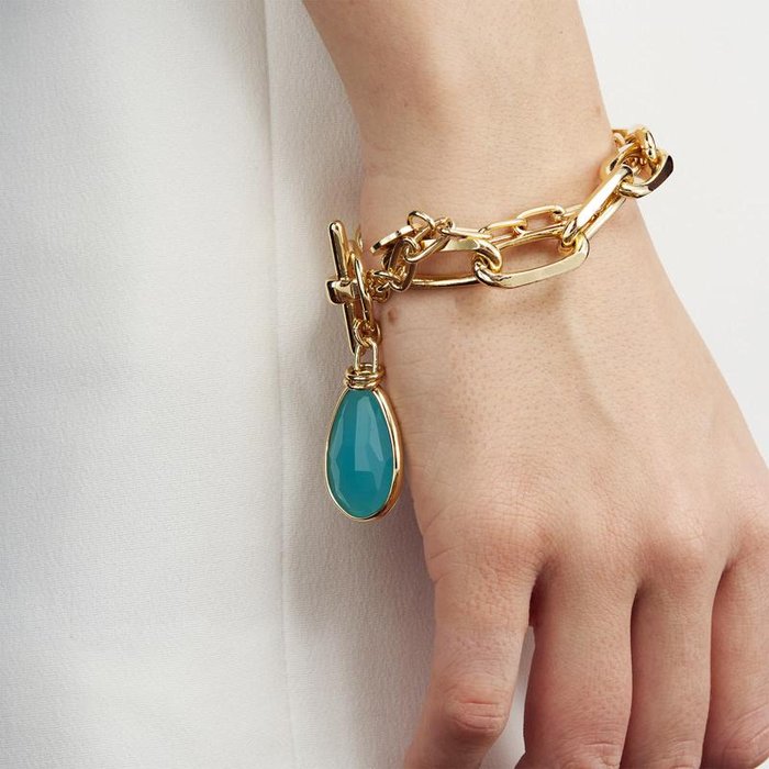 Turquoise Crystal Chain Bracelet