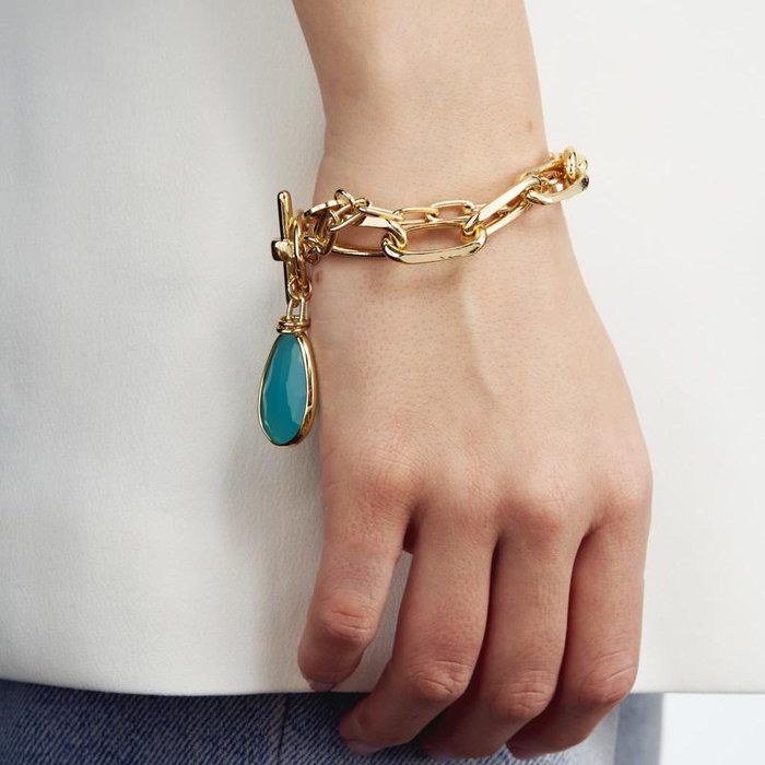 Turquoise Crystal Chain Bracelet