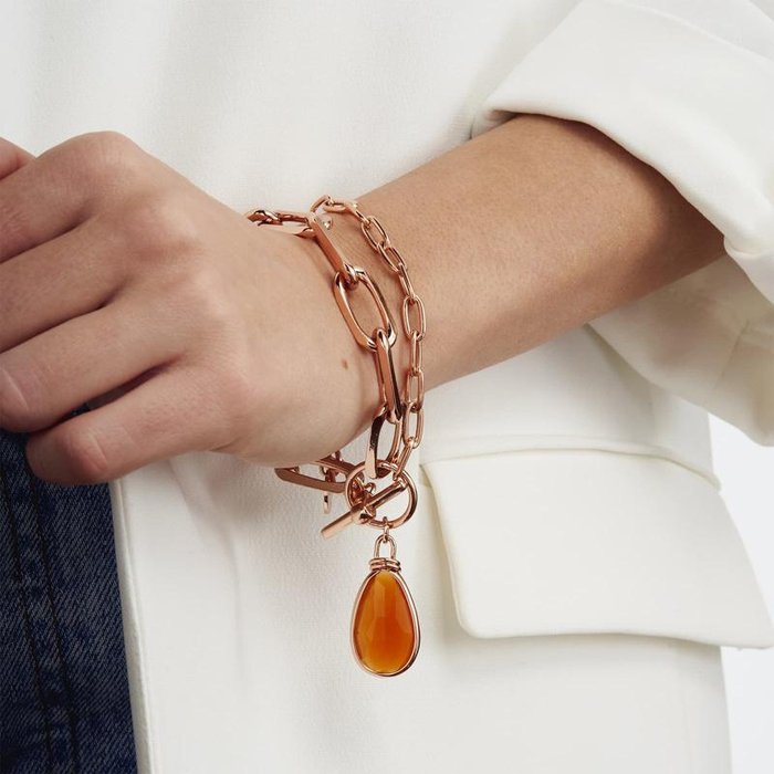 Bracciale di catena con cristallo ambra