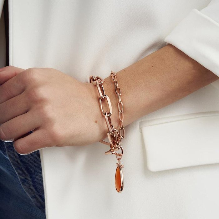 Bracciale di catena con cristallo ambra