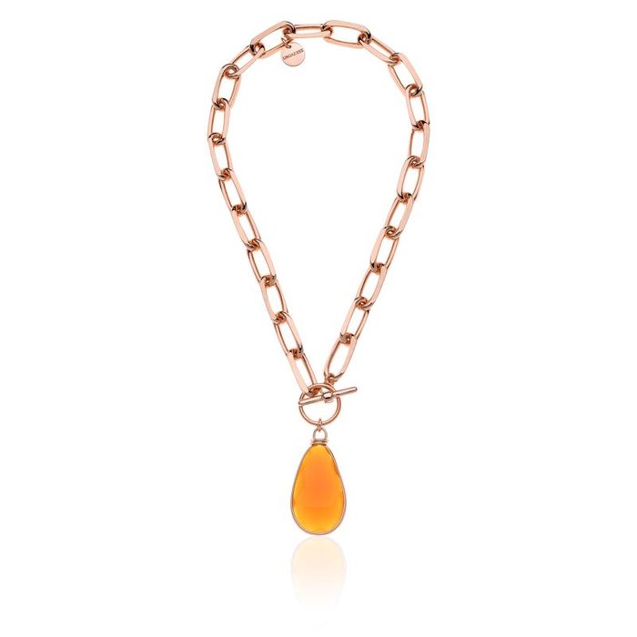 Amber Crystal Chain Necklace