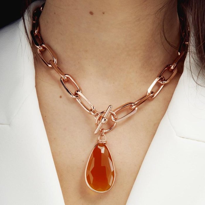 Amber Crystal Chain Necklace