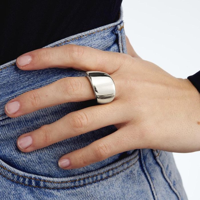 Silver plated bronze band ring