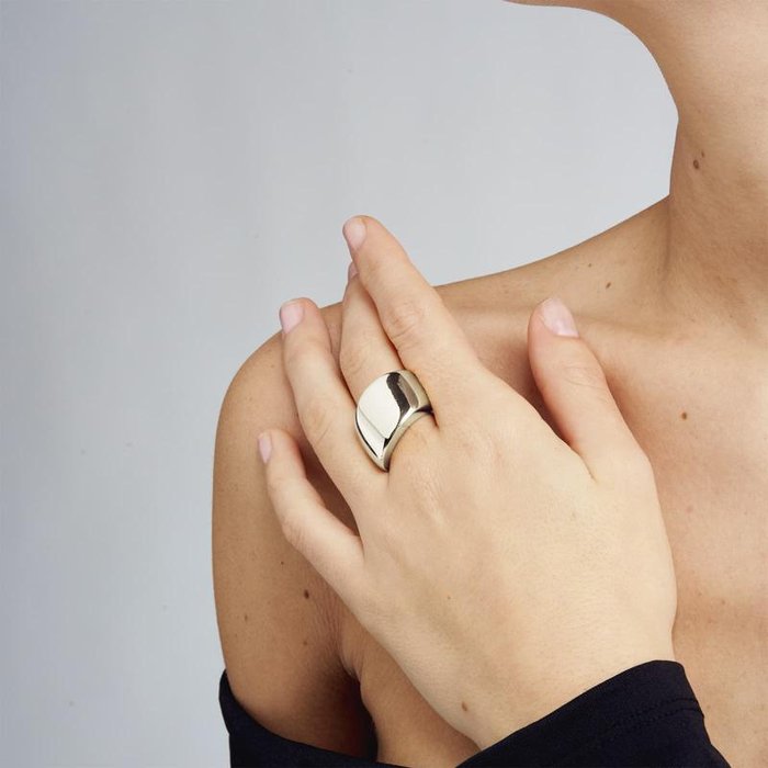 Silver plated bronze band ring