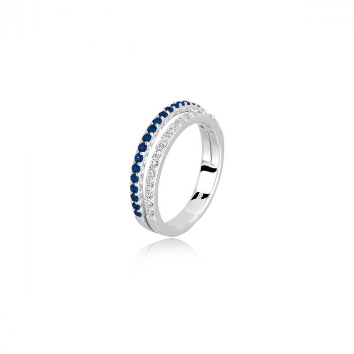 Fermanello doppio zirconi bianchi/blu - gioielleriaperdichizzi.it