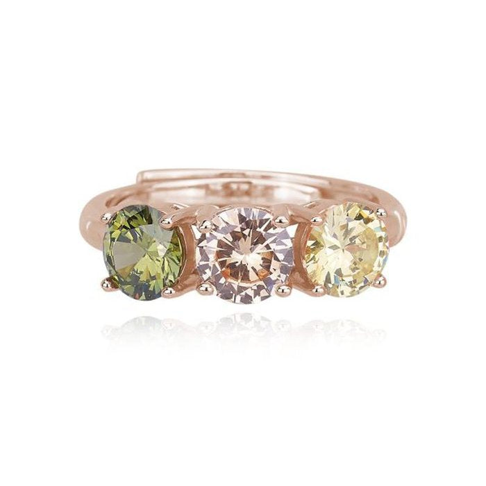 BAGUE TRILOGIE AVEC PIERRES DÉGRADÉES