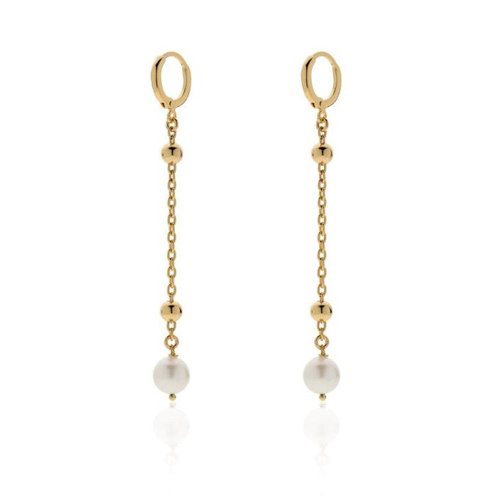 Gold plated bronze earrings with natural pearl