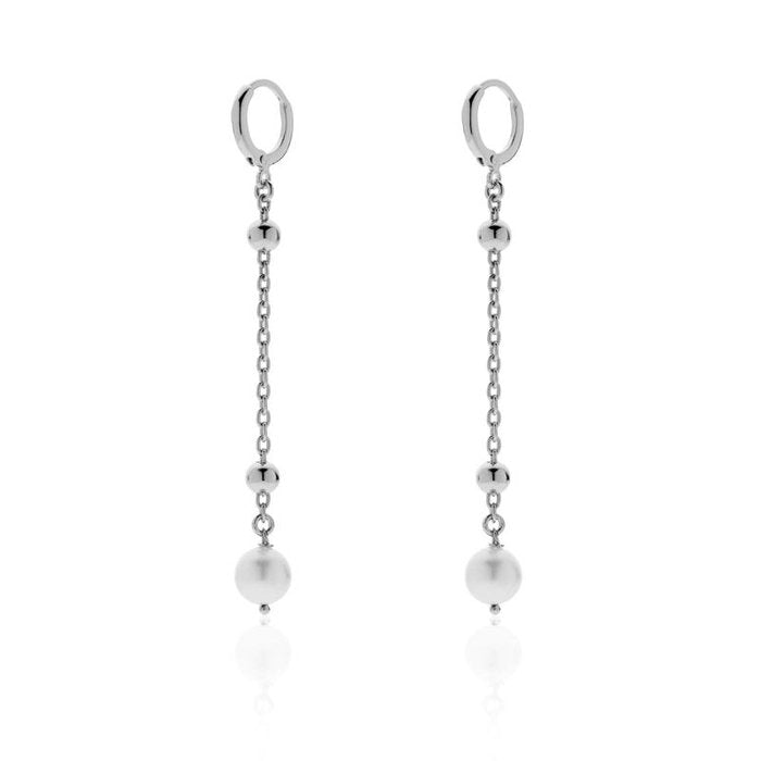 Silver plated bronze earrings with natural pearl