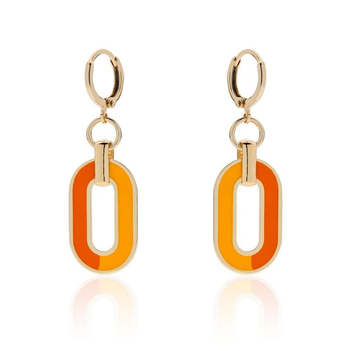 Gilded bronze earrings with orange enamel