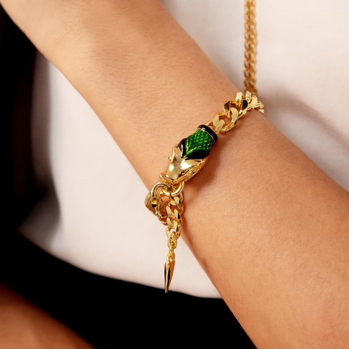 Curb Chain Bracelet with Snake