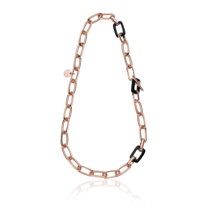 Natural black onyx and forzatina chain necklace