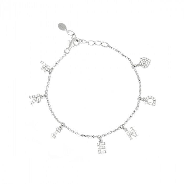 Bracciale pendenti lettere friend strass - gioielleriaperdichizzi.it