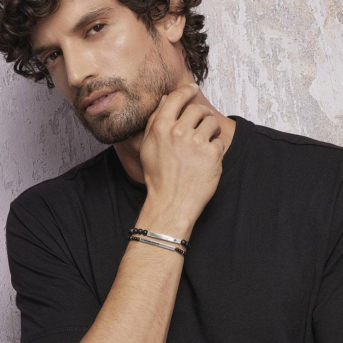 BRACCIALE AGATA E ARGENTO
