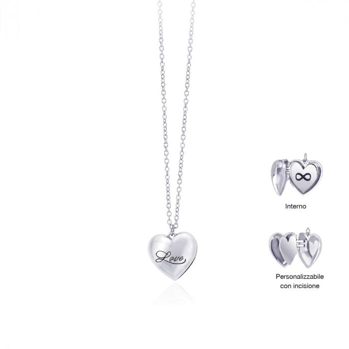 Girocollo pendente cuore inciso love - gioielleriaperdichizzi.it