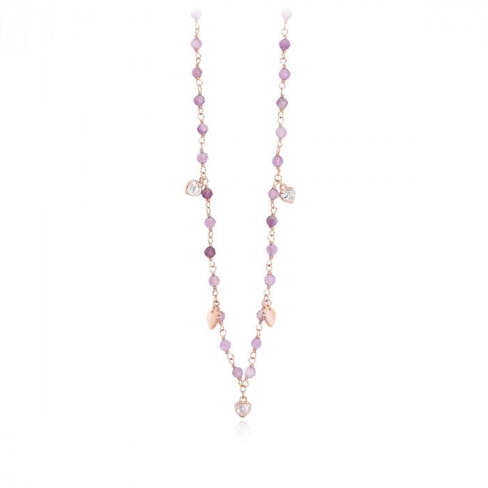 Girocollo rosè ametiste pendenti cuori zircone - gioielleriaperdichizzi.it