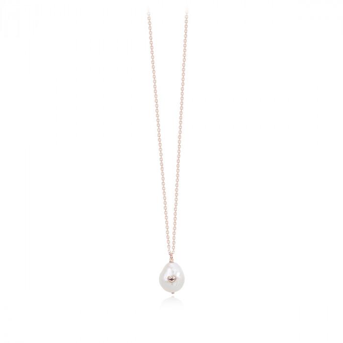 Girocollo rosè pendente perla barocca cuore rosè - gioielleriaperdichizzi.it