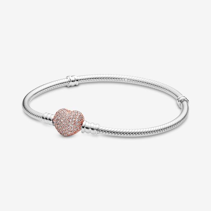 Bracelet avec fermoir cœur pavé
