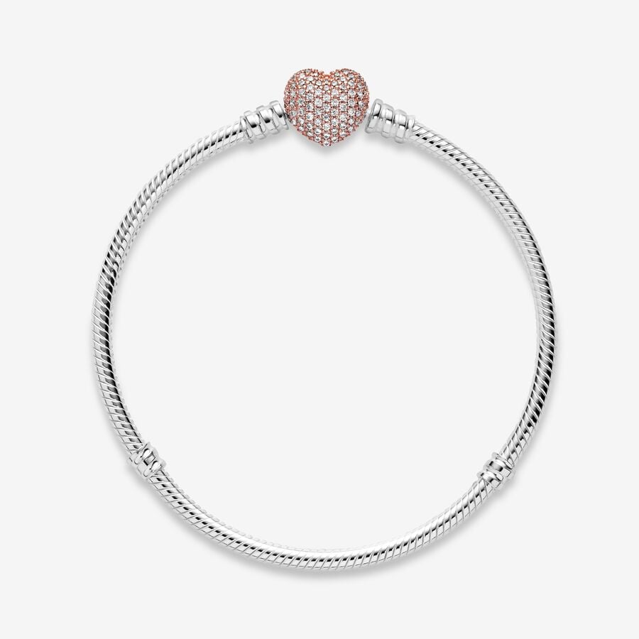 Bracelet avec fermoir cœur pavé