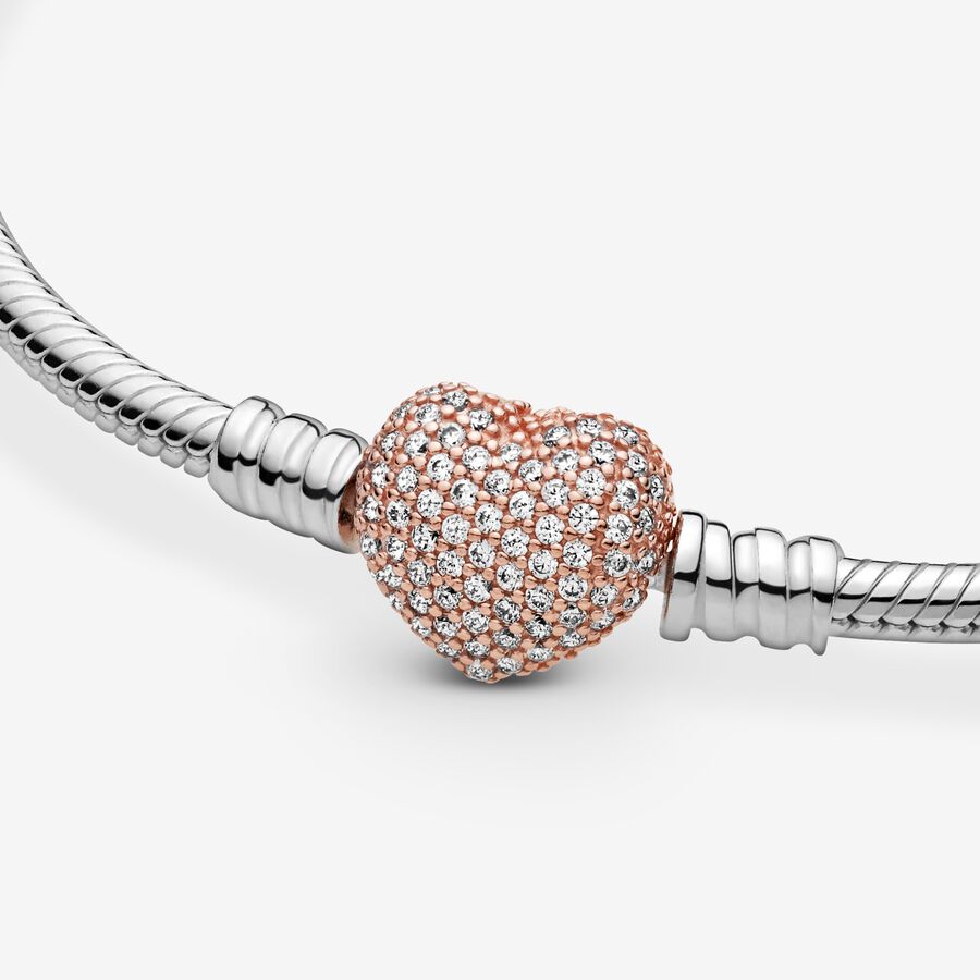 Bracelet avec fermoir cœur pavé