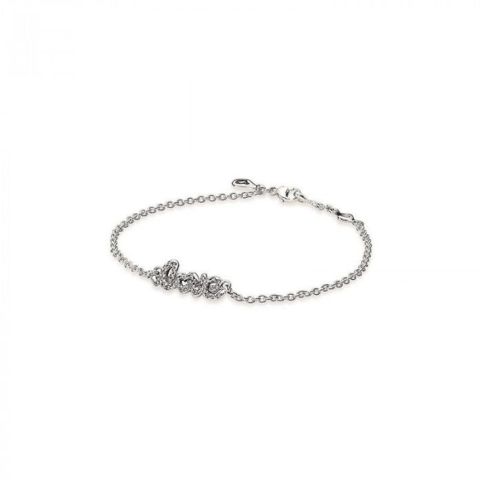 Chain bracelet with rhinestone LOVE writing