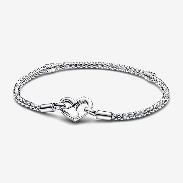 Geometric Mesh Bracelet with Heart Clasp