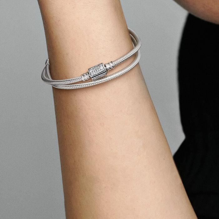 Bracelet double avec fermoir pavé