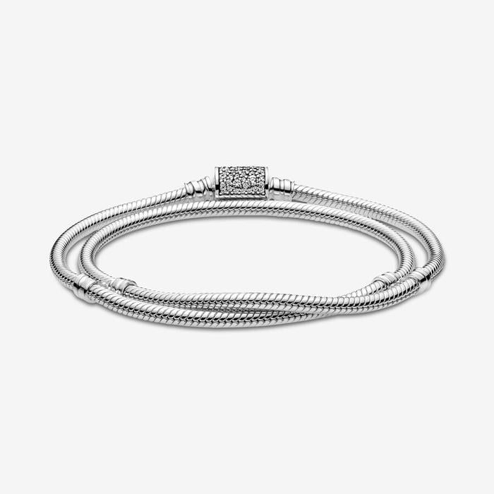 Doppio Bracciale con Chiusura Pavè