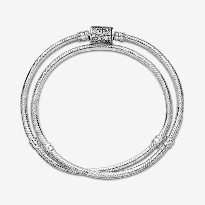 Doppio Bracciale con Chiusura Pavè