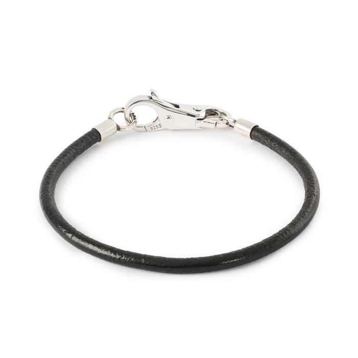 Bracciale in Pelle e Argento, Nero
