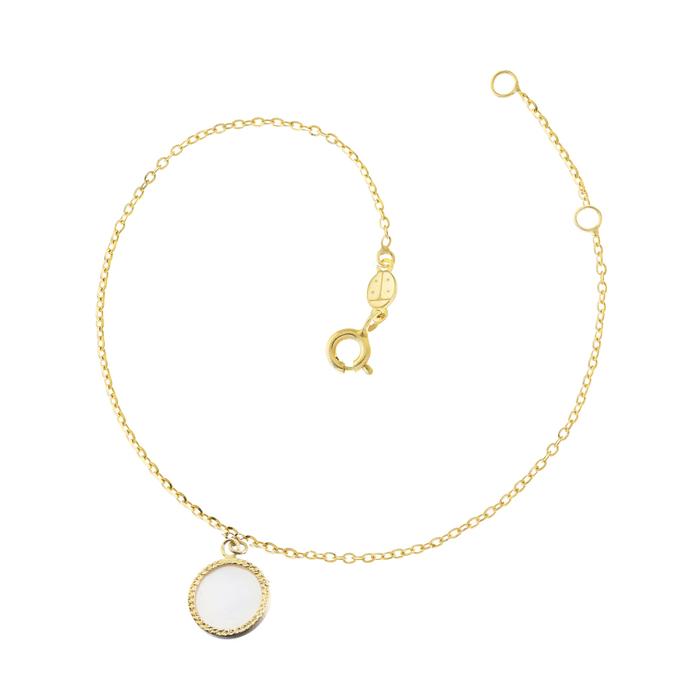 Real Gold and Mother of Pearl Circle Bracelet