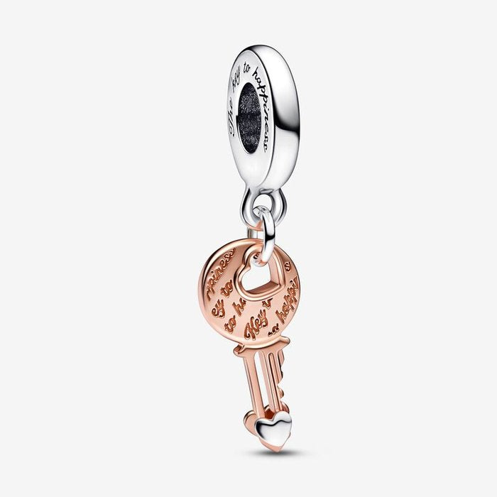 Pendentif Clé du Bonheur avec cœur coulissant