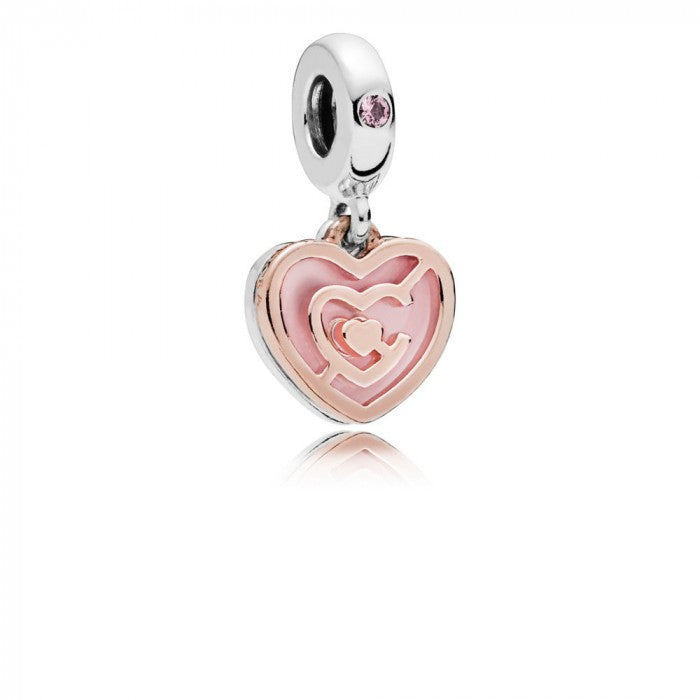Pink Heart Maze Pendant Charm