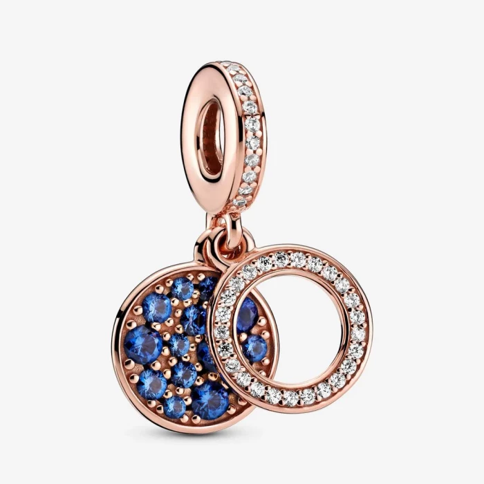 Double Dangle Charm with Sparkling Blue Disc