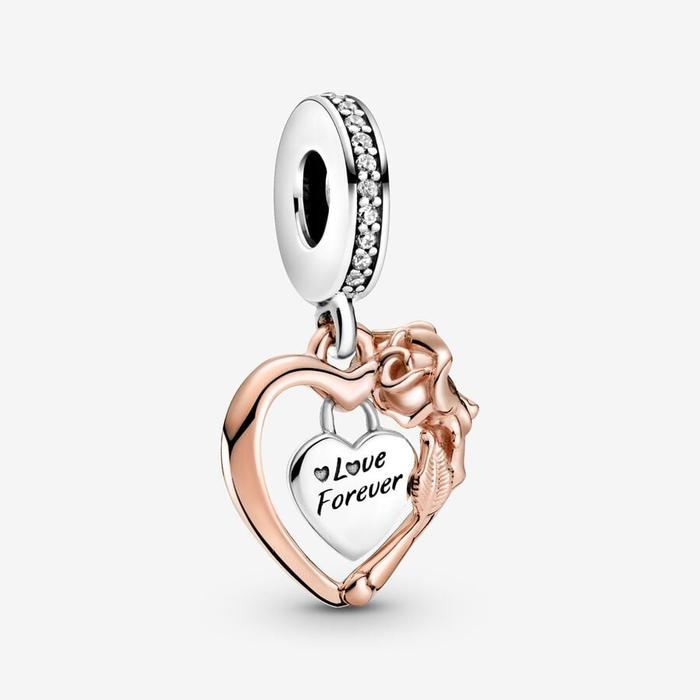 Heart and Rose Pendant Charm