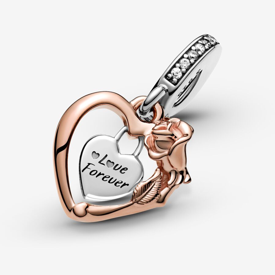 Heart and Rose Pendant Charm