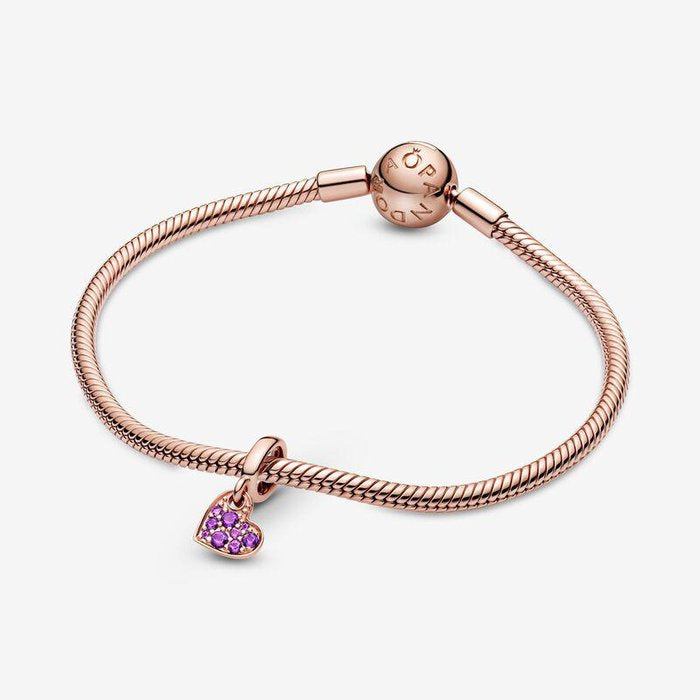 Purple Pavé Oblique Heart Pendant Charm