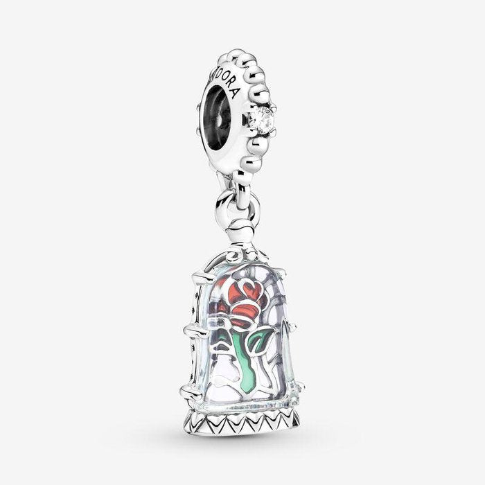 Disney, La Bella e la Bestia, Charm Pendente Rosa Incantata