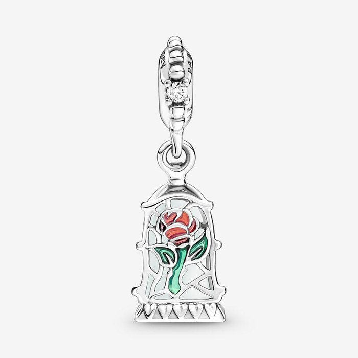 Disney, La Bella e la Bestia, Charm Pendente Rosa Incantata